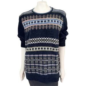 VTG ERIKA Nordic Fair Isle Long Sleeve Chenille Tunic Sweater SZ 1X